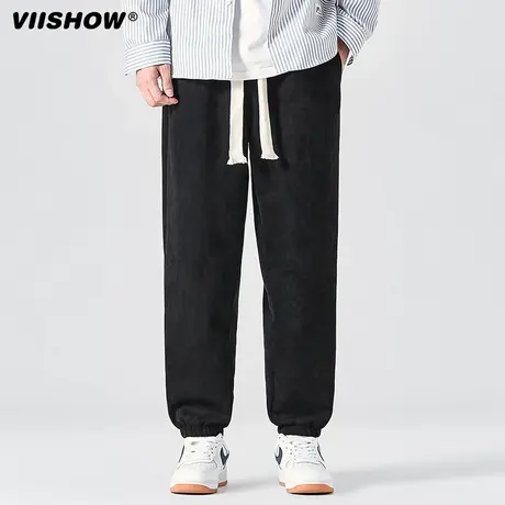 VIISHOW休闲长裤男春秋束脚款灯芯绒高街潮牌运动男生重磅卫裤子图片