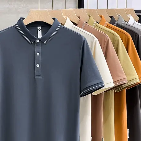 POLO衫男短袖夏季2023新款衬衫男士T恤修身翻领商务高端休闲男装商品大图