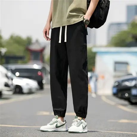 裤子男士夏季薄款宽松潮流休闲裤男款纯棉运动裤春秋九分裤束脚裤商品大图