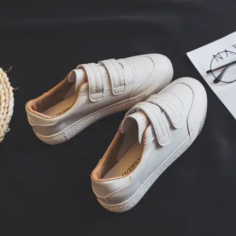 魔术贴小白鞋女2022春季新款百搭韩版平底学生皮面板鞋帆布女鞋潮商品大图