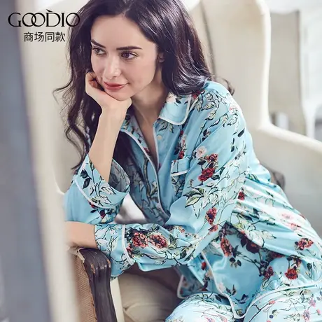 Goodio/歌帝直播间福利专柜女士冰丝薄款春夏家居服套装2件套睡衣商品大图