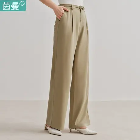 茵曼官方旗舰店垂感通勤直筒长裤女2024夏季新款宽松休闲西装裤子图片