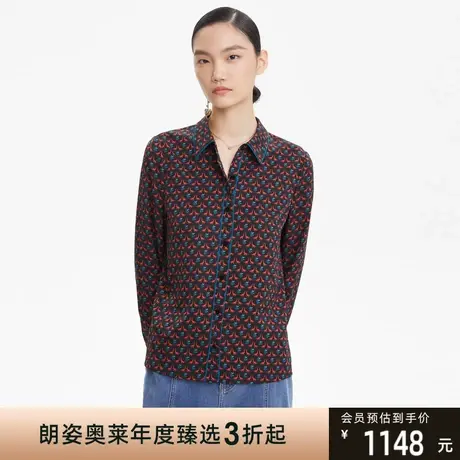 LANCY/朗姿桑蚕丝印花上衣秋季新款衬衫长袖高级感女士上衣商品大图