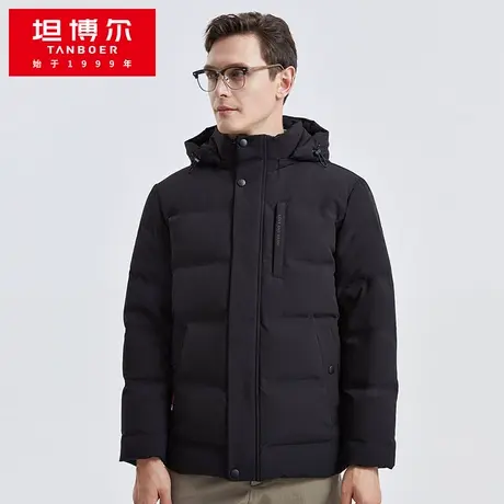【商场同款】坦博尔羽绒服男冬黑色宽松短款保暖外套TA211531图片