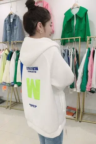 欧洲站2023春季新款绣字母宽松卫衣外套拉链连帽棒球服开衫女外套图片