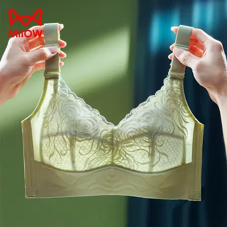 猫人大胸显小内衣女夏季超薄上托聚拢调整收副乳防下垂大码文胸罩图片