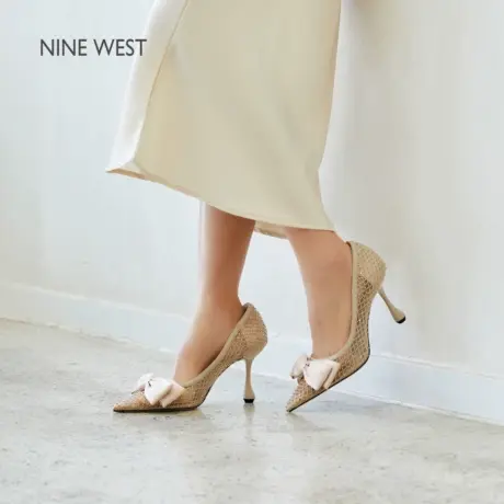【商场同款】Nine West/玖熙镂空高跟鞋女2025夏季新款蝴蝶结单鞋图片