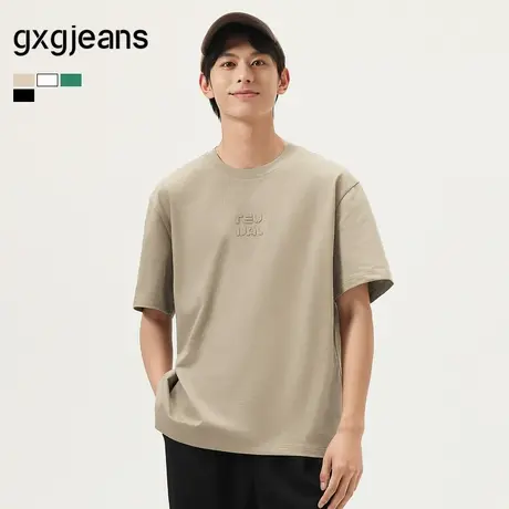 gxg.jeans男装  250g重磅简约字母休闲宽松圆领短袖T恤 25夏新品图片