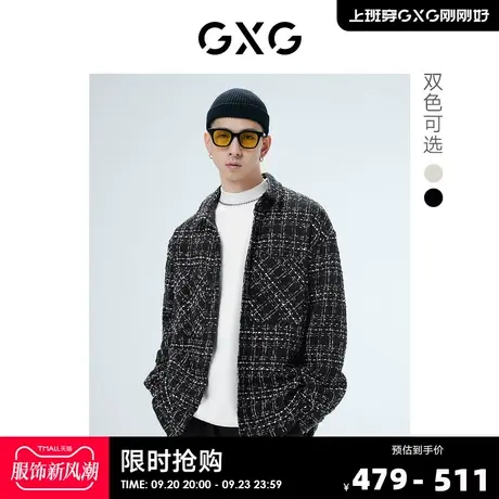 GXG奥莱 22年奥莱男装经典黑白格翻领夹克潮流时尚秋季新品商品大图