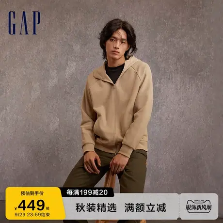Gap男装秋季2023新款双面复合华夫格宽松廓形连帽衫810627卫衣商品大图
