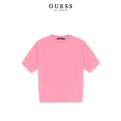 GUESS23年新款秋女士纯色圆领短袖舒适打底针织衫-YM3S1650图片