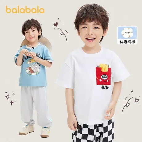 巴拉巴拉儿童短袖男童女童2025年新款夏装婴幼童纯棉T恤上衣宽松图片