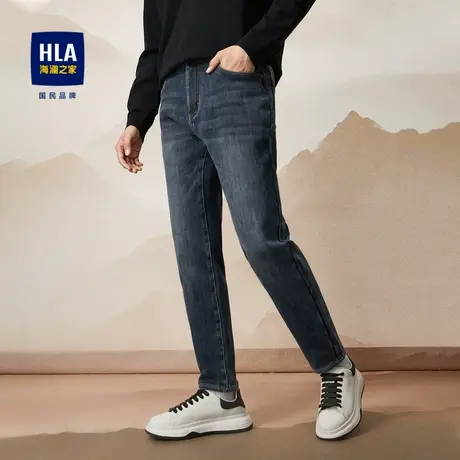 【加厚加绒】HLA/海澜之家暖+直筒牛仔裤23冬新循迹山不在高系列商品大图