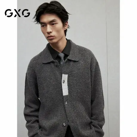 【X】GXG男装polo领设计开襟线衫男保暖外套通勤针织衫2024冬季品商品大图