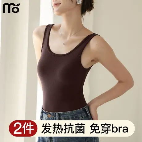 吊带背心带胸垫女2025新款秋冬内搭打底保暖美背文胸一体无袖上衣商品大图