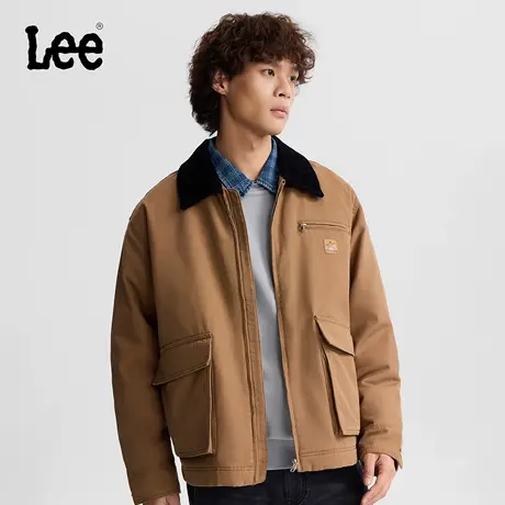 Lee25秋冬新品舒适版撞色翻领拉链工装大口袋设计男款棉服外套潮商品大图