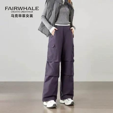 马克华菲2025新款冬季工装羽绒裤女加厚保暖防寒窄版阔腿直筒裤子图片