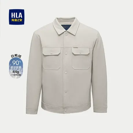 HLA/海澜之家保暖鸭绒羽绒服25秋新经典翻领休闲风纯色轻薄外套男商品大图