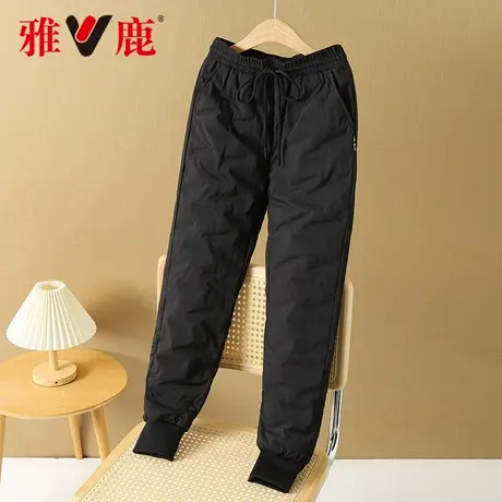 雅鹿正品简约休闲防寒裤外穿时尚冬季高腰长直筒羽绒裤鸭绒超保暖图片