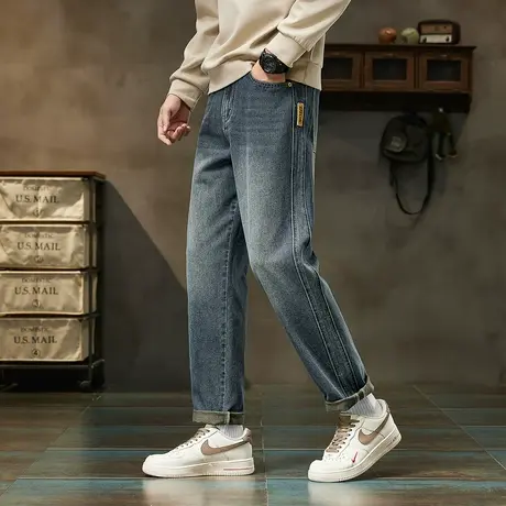 唐狮秋季新款男生牛仔裤直筒裤宽松哈伦长裤复古水洗美式高街TUTA商品大图
