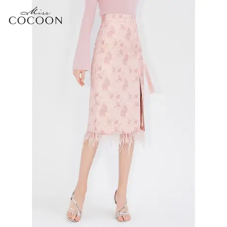 missCOCOON【凤羽雀翎系列】24春新款新中式复古提花流苏半身裙图片