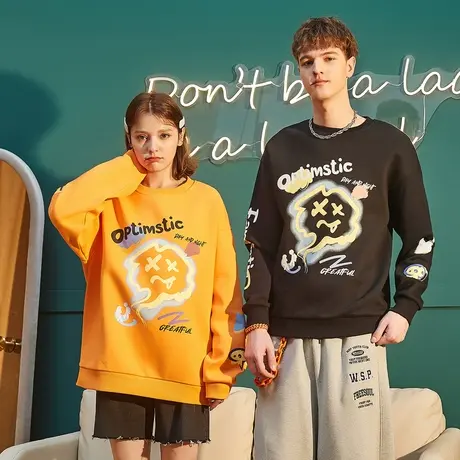 唐狮春装新款情侣装情侣卫衣男女圆领套头衫趣味外套潮酷ins图片
