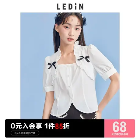 乐町蝴蝶结衬衫休闲秋季新款白色上衣女宽松设计感图片