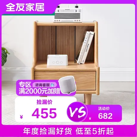 【品牌秒杀】全友家居实木半开放收纳置物床头柜DW1015换购商品大图
