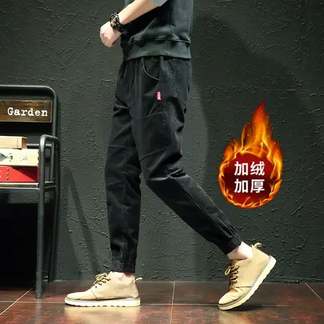 秋季灯芯绒休闲裤男修身青年韩版纯色弹力长裤男士潮流男裤子百搭商品大图