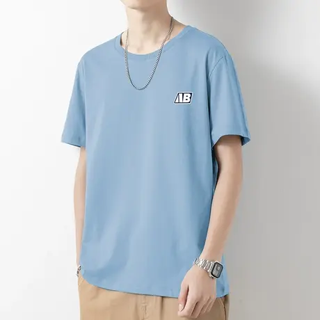 美式重磅纯棉t恤男短袖夏季半袖宽松潮流印花上衣服圆领全棉体恤商品大图