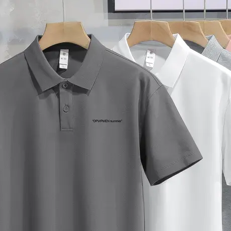 翻领t恤男士短袖polo衫夏季冰丝凉感有领上衣服印花半袖保罗潮流商品大图