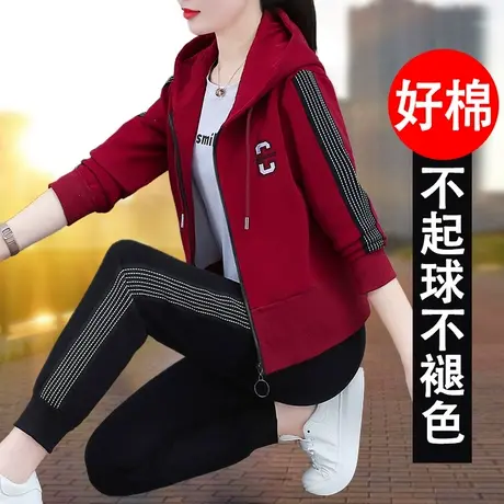 恋上17号春季开衫卫衣休闲服女2023年新款时尚洋气运动套装三件套图片