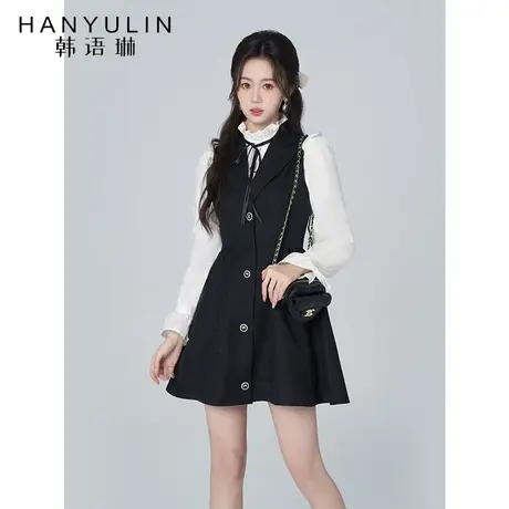 韩语琳连衣裙女春秋2023新款高级感气质显瘦秋季法式别致套装裙子图片