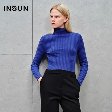 INSUN恩裳线上专选冬季羊绒羊毛天丝高领毛针织衫商品大图