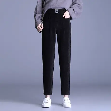 加绒加厚哈伦裤女秋冬2023新款松紧高腰宽松显瘦小个子休闲萝卜裤商品大图