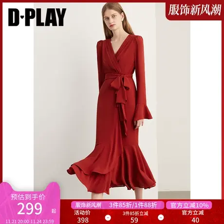 DPLAY法式复古红色连衣裙新年战衣加绒回门服敬酒服礼服裙女红裙图片
