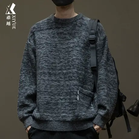 春秋休闲毛衣男加厚2025秋冬新款工装大码加肥加大内搭针织衫上衣商品大图