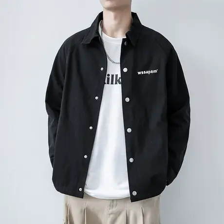 男士外套春秋款2021新款秋季潮牌牛仔棒球服休闲工装夹克长袖衬衫商品大图