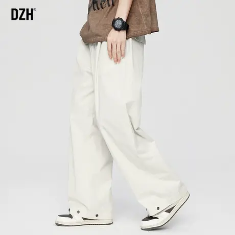 男士纯棉直筒休闲裤男秋冬新款2023新款宽松阔腿裤白色垂坠感裤子商品大图