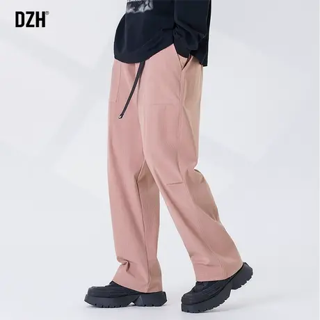 男士粉色灯芯绒裤子男秋冬款直筒宽松2024新款休闲运动裤垂感长裤商品大图