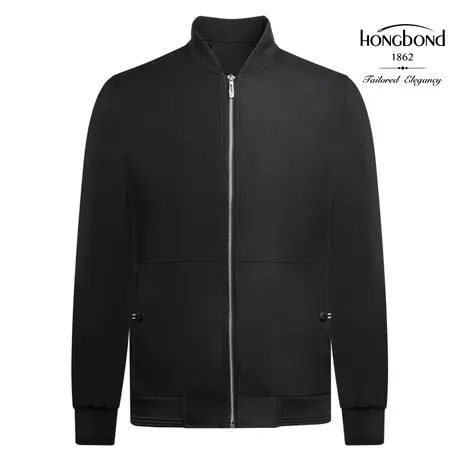 红邦创衣 2023秋冬棒球衫外套黑色运动无领运动休闲夹克衫青年潮图片