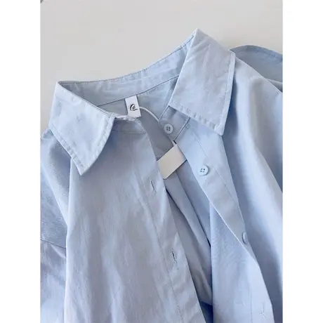 ins超火纯棉长袖衬衫女春季百搭宽松显瘦2024新款叠穿衬衣上衣潮图片