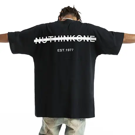 Nuthink国潮美式字母大码t恤男潮ins宽松短袖男款夏季蝙蝠袖上衣商品大图