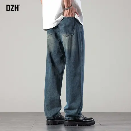 男生美式蓝色牛仔裤男春季直筒潮牌休闲老爹裤百搭裤子2024年新款商品大图