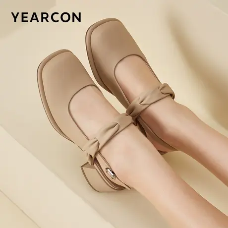 意尔康女鞋春夏季包头凉鞋玛丽珍皮鞋方头外穿法式仙女风一字扣带图片