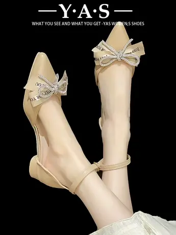 包头凉鞋女春季3公分小跟鞋低跟高跟鞋法式温柔配裙子鞋尖头单鞋图片