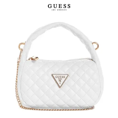 GUESS24年新款春季女士菱格纯白三角logo表经典链条包-QG923673商品大图