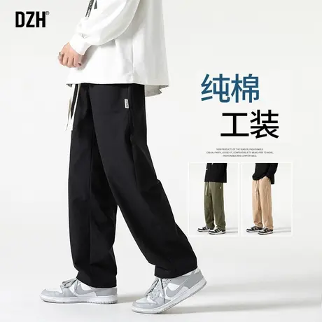 男士黑色直筒休闲裤男春季2024新款美式vibe工装裤子男款运动长裤商品大图