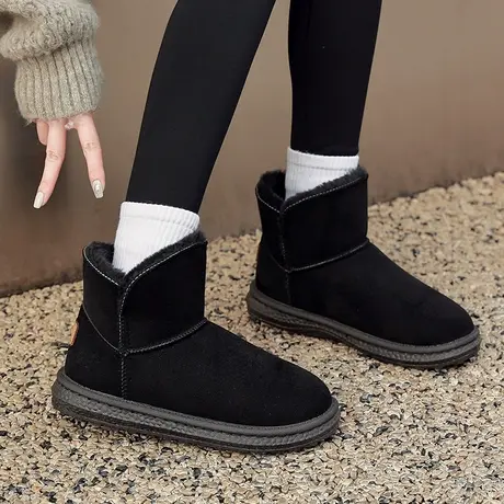 2024新款雪地靴女款冬季加绒加厚短靴防滑保暖面包鞋皮毛一体棉鞋商品大图
