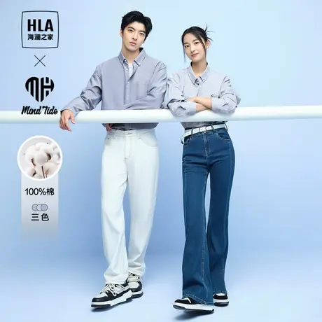 【纯棉牛津纺】HLA/海澜之家中国心系列23秋季新休闲翻领衬衣男装图片